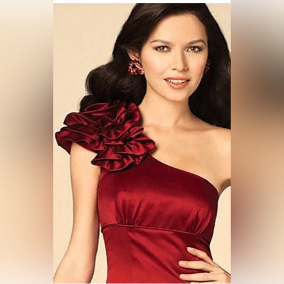 ALFRED ANGELO NEW Size 4 CLARET RED 1-SHOULDER BRIDESMAID FORMAL PROM DRESS. - Picture 3 of 13